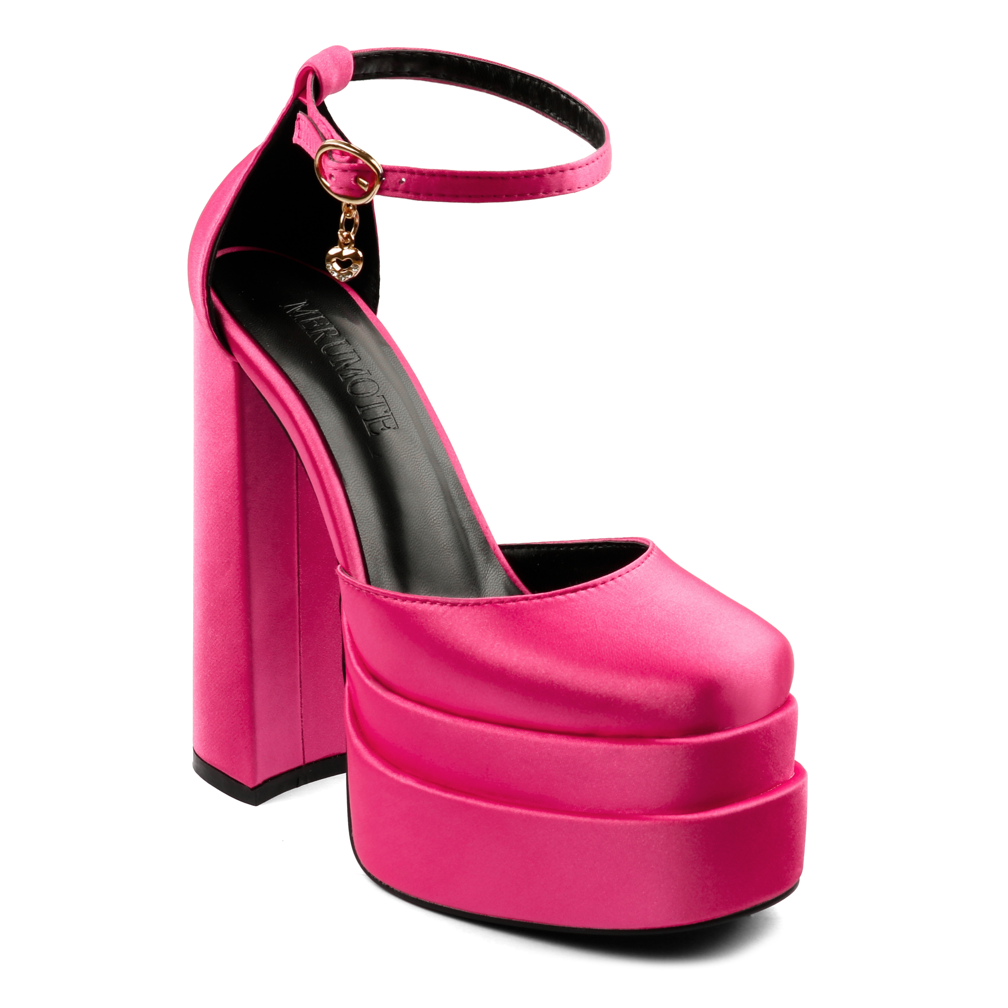 150mm Women's Sexy High Heels Platforms Pumps Square Toe Chunky Block Heels Rhinestone Party Shoes-MERUMOTE