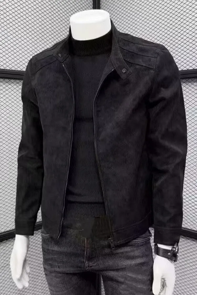 Relaxed Fit Men's Casual Bomber Jacket with Zipper Design for Spring & Fall