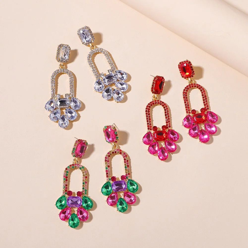 Dvacaman New Arrival Long Colorful Rhinestone Irregular Drop Earrings High Quality Trendy Crystal Pendant Jewelry Gift For Women