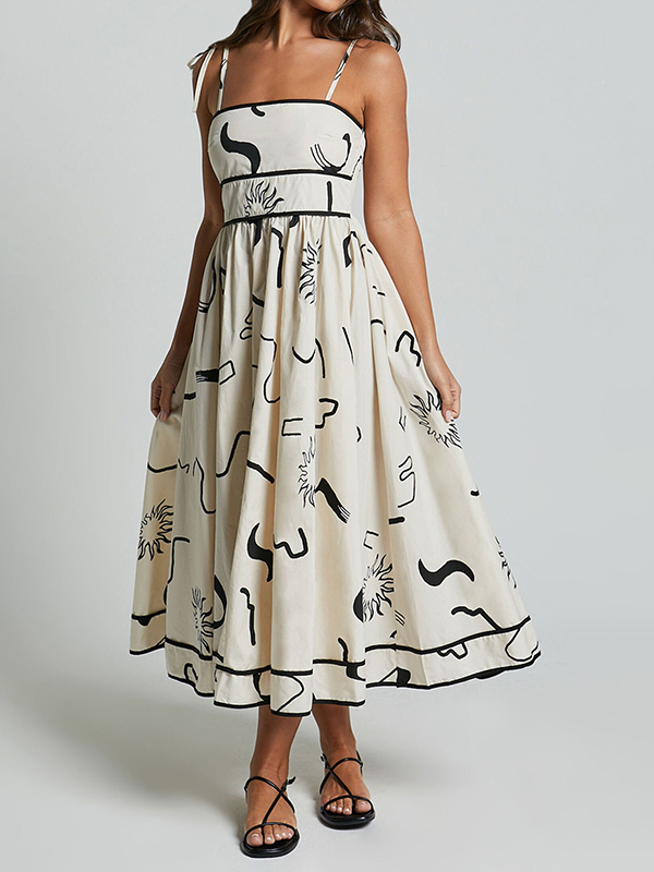 Strap Floral Bodycon Midi Dress