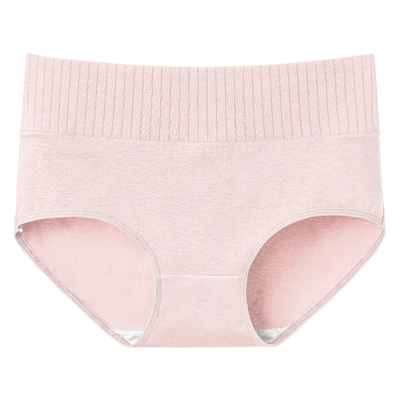 Cotton Women's Underwear Panties High Waist Briefs Solid Color Breathable Underpants Seamless Soft Lingerie Girls Fashion Briefs