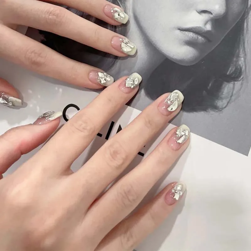 Buyerint 24pcs Wearable Pink Press on Nails – Butterfly Lovely Girl False Nails Tips with Jelly Gel Design  
