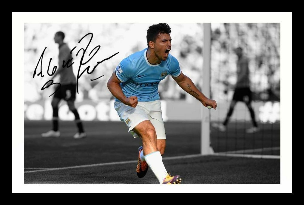 Sergio Aguero - Manchester City Autograph Signed & Framed Photo Poster painting 10