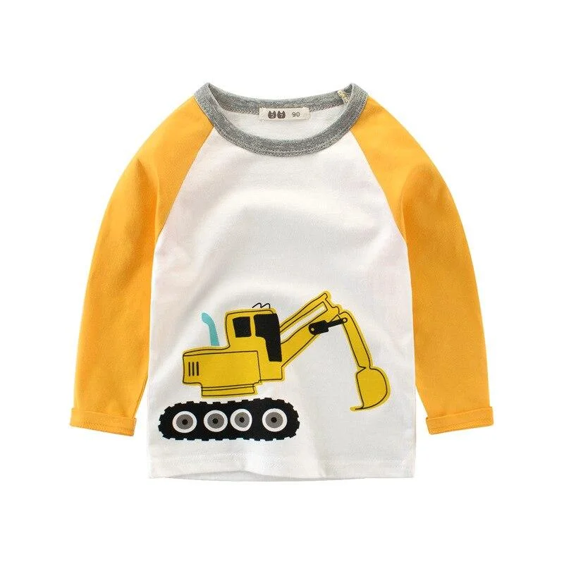 Boys T-shirts Fashion Cartoon Cars Tees Girls Long Sleeve Tops Autumn Winter Kids Cotton Sweatshirt Children Sport T Shirts