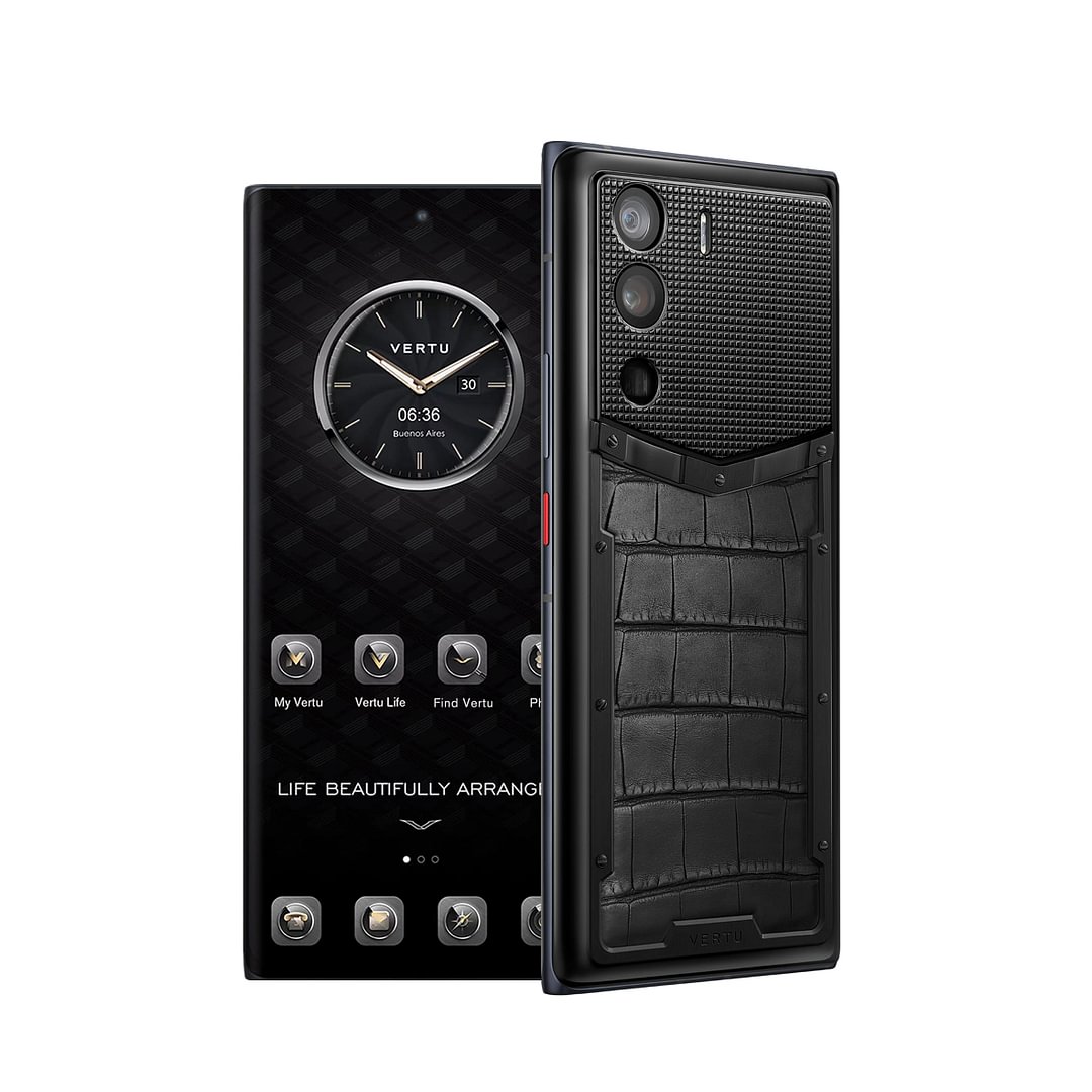 VERTU METAVERTU IRON BLACK ALLIGATOR LEATHER 5G WEB3 PHONE WITH CLOUS DE PARIS