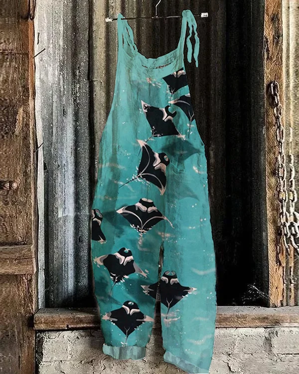 Artistic Manta Print Casual Jumpsuit