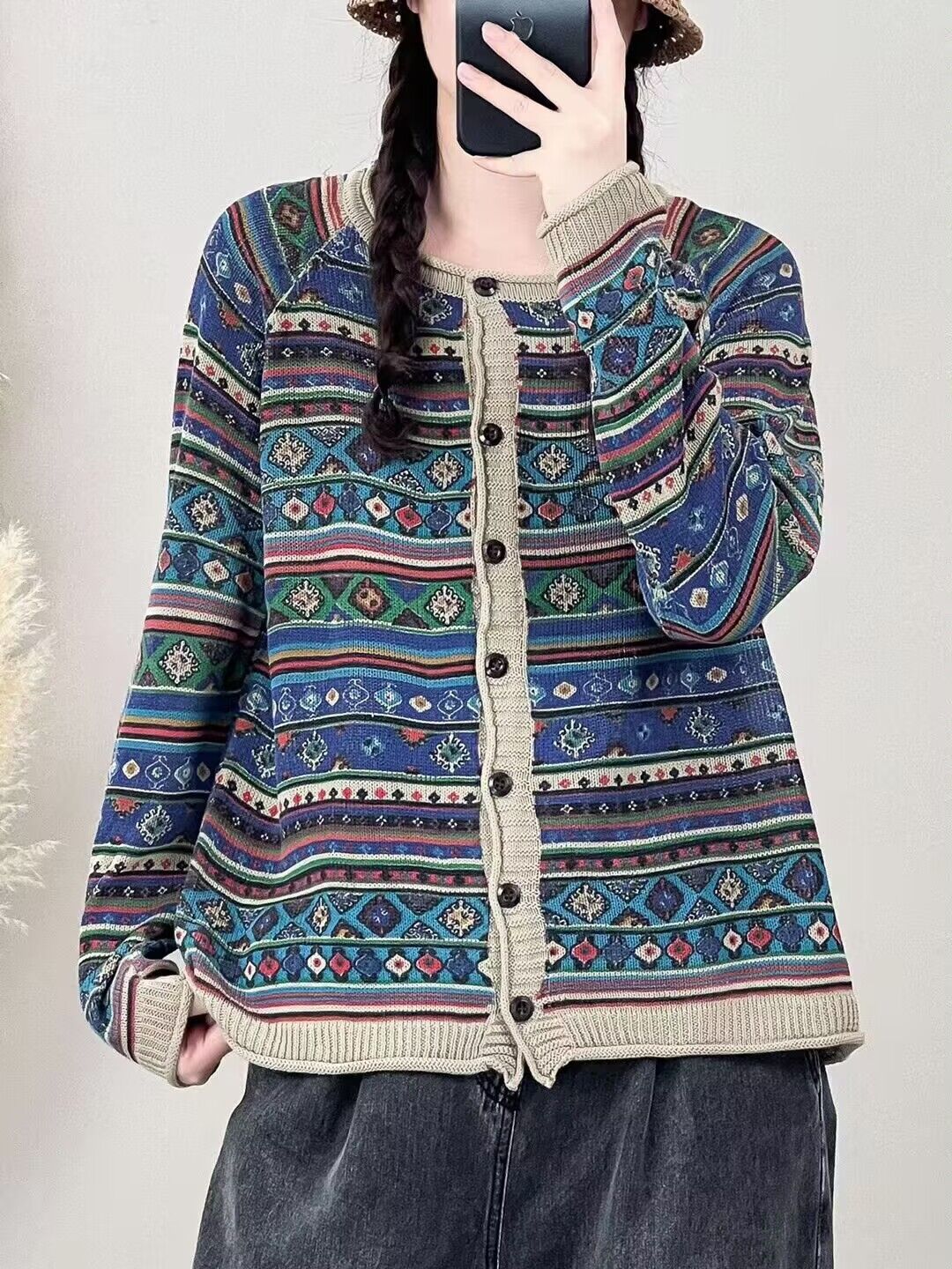 Women Long Sleeve V-neck Graphic Floral Printed Top