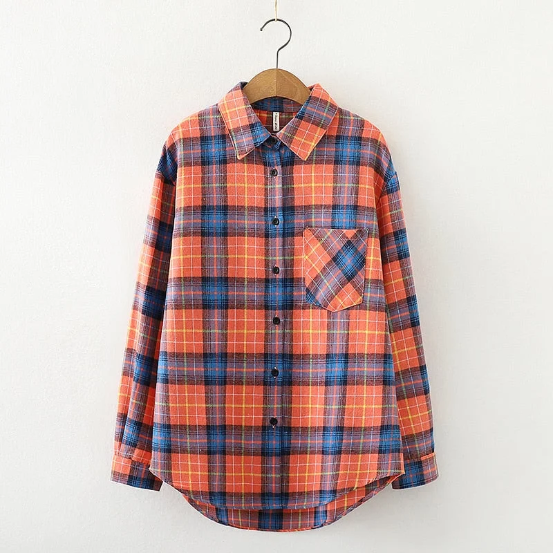 Plaid Shirts Womens Checked Blouses And Tops Long Sleeve Female Casual Print Shirt Loose Cotton Blusas Outwear Autumn News