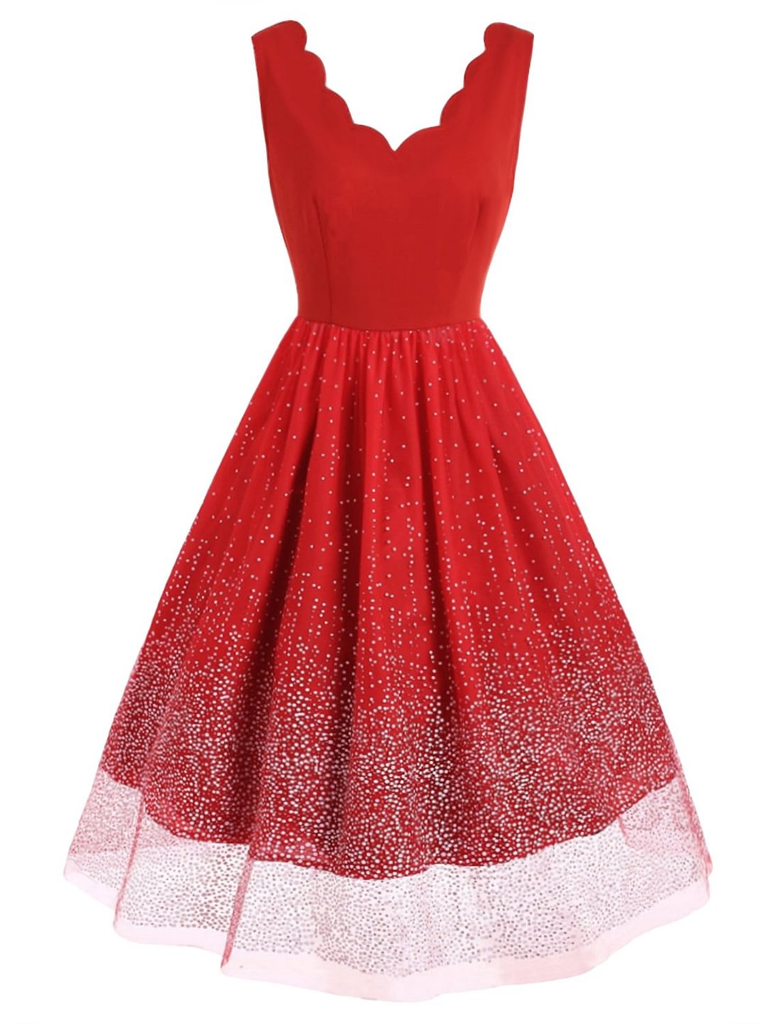 1950s Elegant V Neck Sleeveless Mesh Dress