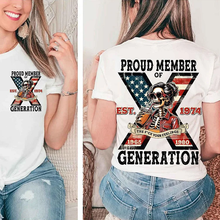 Generation X 2 Side T-shirt, Proud Member Of Generation T-shirt, Hoodie For Woman, Custom Year Of Birth Sweatshirt