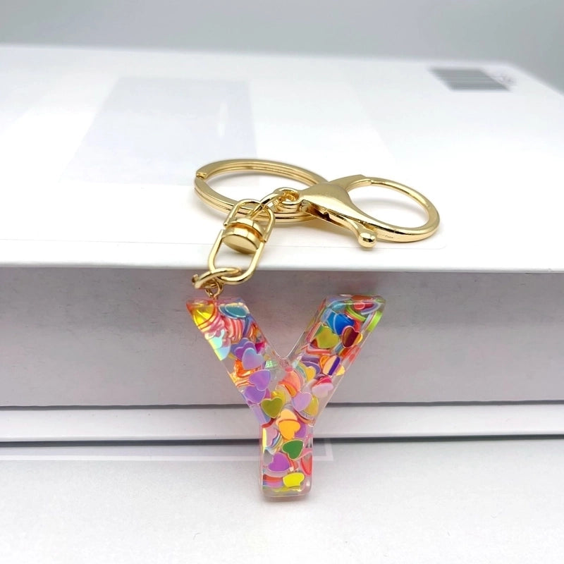 Luxurious Letter Colorful Arylic Unisex Bag Pendant Keychain