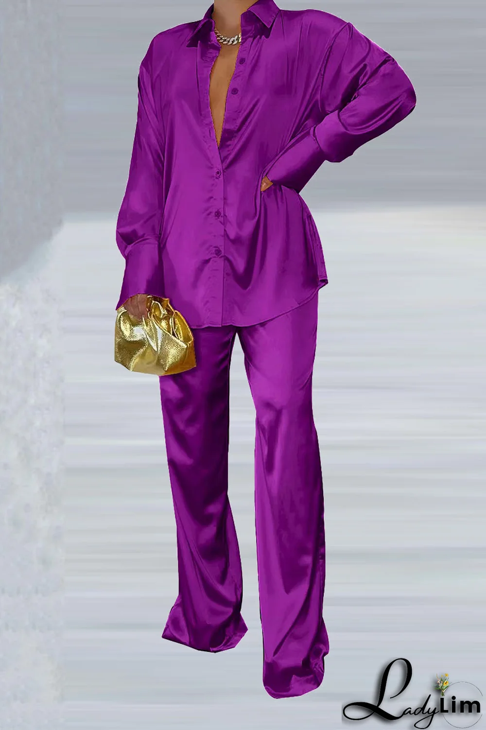 Coffee Casual Solid Patchwork Turndown Collar Long Sleeve Two Pieces