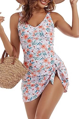 One Piece Tummy Control Swimdress for Women 