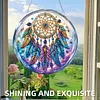 Ornement solaire de peinture en diamant attrape-r&ecirc;ves boh&egrave;me, 7,87 pouces rond DIY