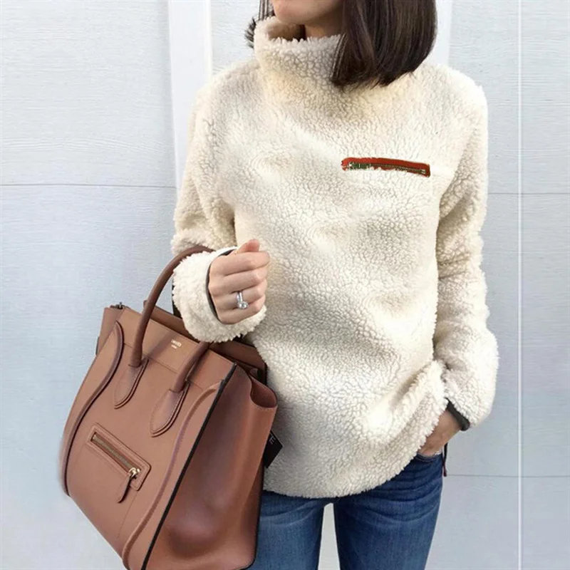 Uveng Uveng Sweater In Autumn 2024 Women's Fashion Zipper High-Neck Bottom Top