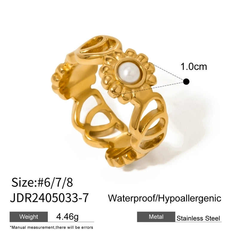 Minimalist Classic Style Geometric 304 Stainless Steel 18K Gold Plated Rings