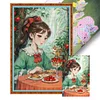 >SALE<Full Embroidery Eco-cotton Thread 11CT Printed Girl Cross Stitch Kit 50x75cm