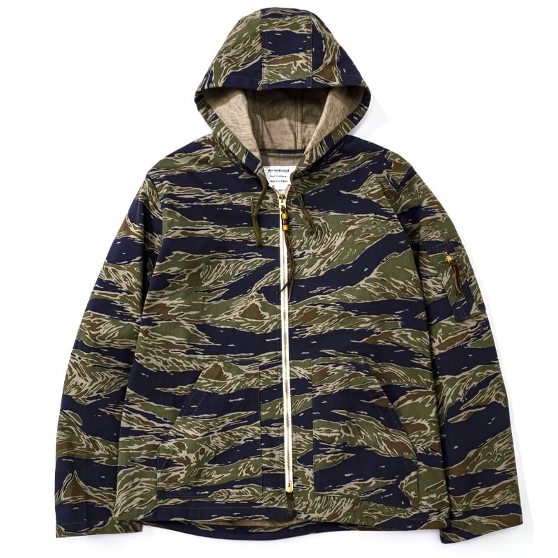 American Military Zippered Tiger Camouflage Hooded Parka Jacket