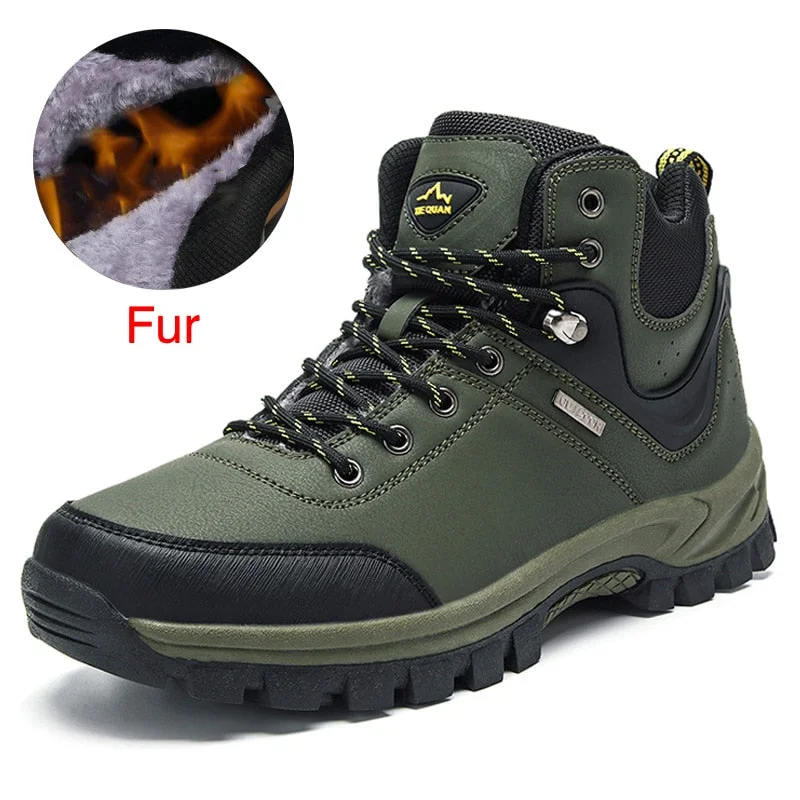 DEKABR Brand Winter Men Snow Boots Warm Plush Men's Boots Waterproof Leather Ankle Boots Top Quality Non-slip Men's Hiking Boots