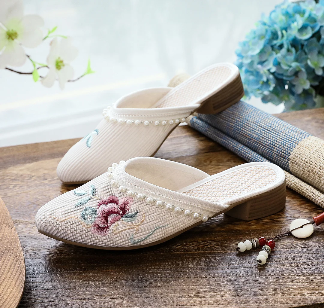 Colourp Colourp Sweet Fashion Lady Embroidered Cloth Shoes Bag Toe Slippers Wear Sandals New Summer Slippers