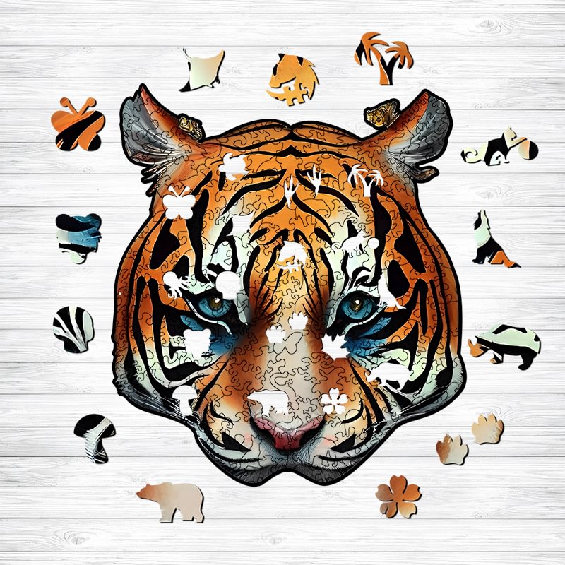 Jeffpuzzle™-Jeffpuzzle™Brave Eyed Tiger Wooden Jigsaw Puzzle