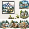 Camping en plein air-plein rond diamant peinture-30 * 30cm