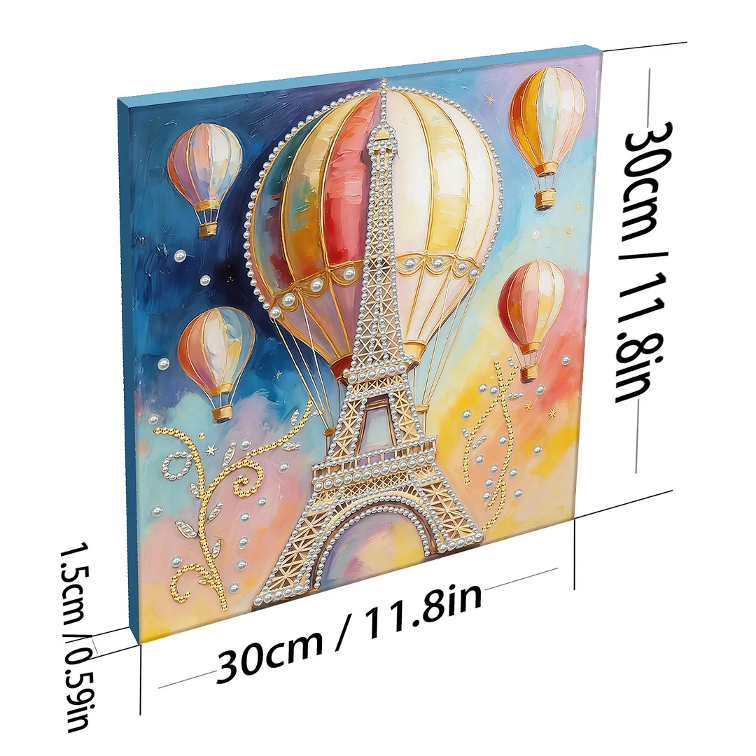 Paris Hot Air Balloon - DIY Pearl Diamond Art Kit With Frame 30*30cm