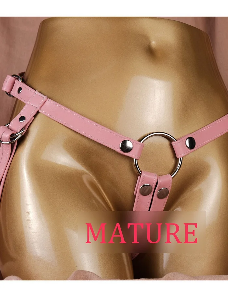 pornhint Pornhint Cowhide Strap-On Harness/Leather Strapon Harness For Pegging/Pink Strap On Harness Belt/Adjustable Pegging Harness Strapon Pegging-MATURE cock necklace