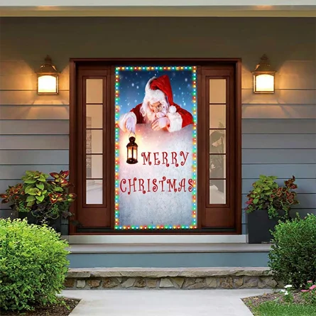 Santa Door Cover - Christmas Door Covers - Outdoor Christmas Decorations - Front Door Decor - Holiday Door Covers