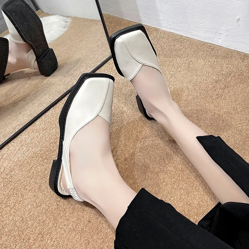 Breakj Breakj Summer Bag Head A Cool Single Shoes Children Square Grandmother Shoes A Foot Lazy Bean Sandals Women
