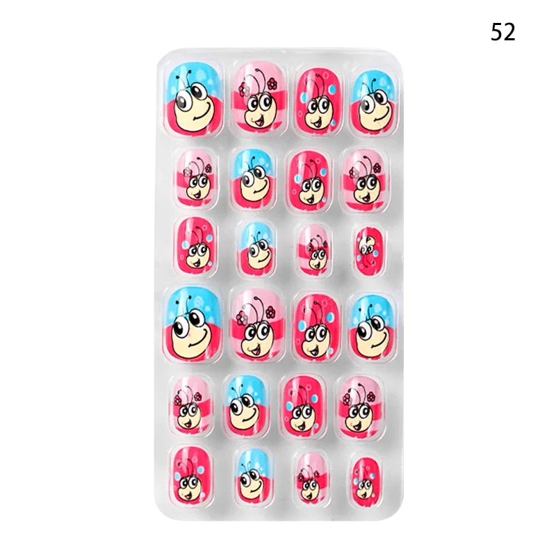 Children Adult 24 Fake Nails Christmas Cartoon Pattern Boxed Children Simple Wear-resistant Finished Full Covering Nail Sticker
