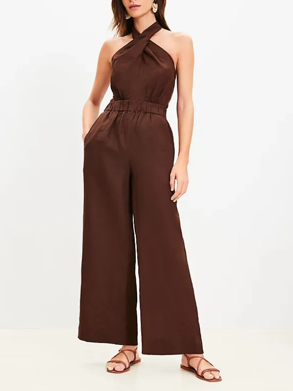 Loft Beach Linen Halter Jumpsuit