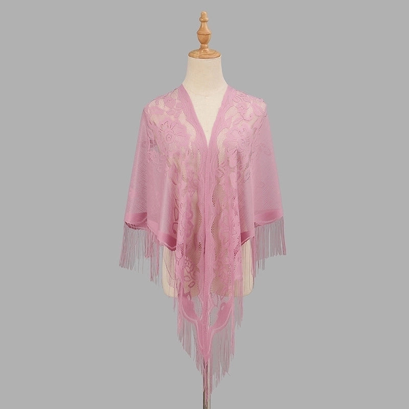 Women’s Sweet Solid Color Polyester Lace Silk Scarf