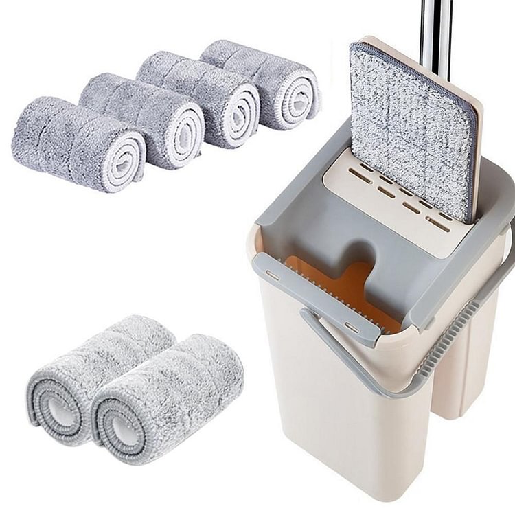 6pcs Cloth Flat Squeeze Auto Spin Mop Fiber Éviter de lavage des mains cuisine à la maison