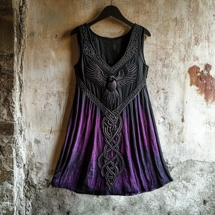 Tribal Raven Celtic Knot Gradient Art Linen Blend Tank Top