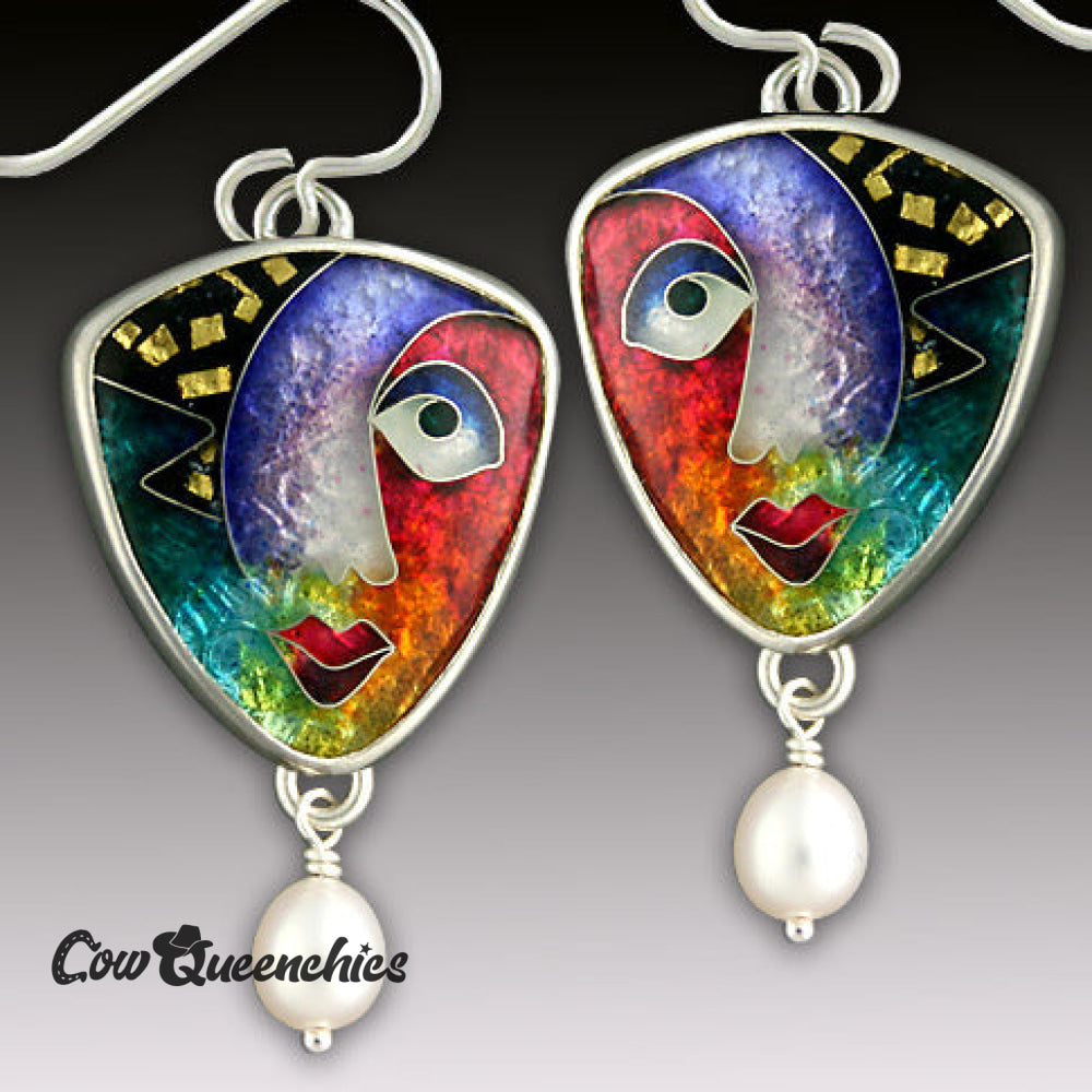 New Creative Abstract Beautiful Color Face Dangle Earrings A