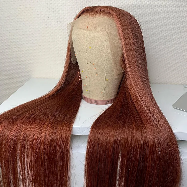 200% Perfect Red-Brown Straight Lace Front Wig