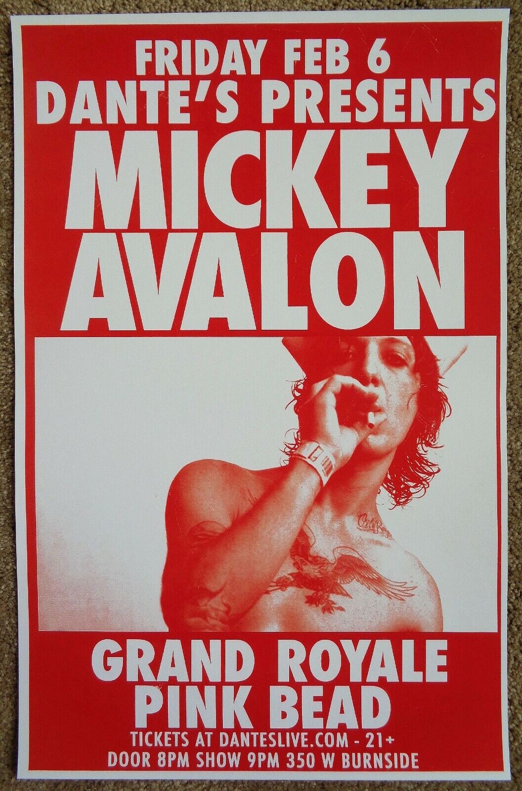 MICKEY AVALON 2015 Gig POSTER Portland Oregon Concert