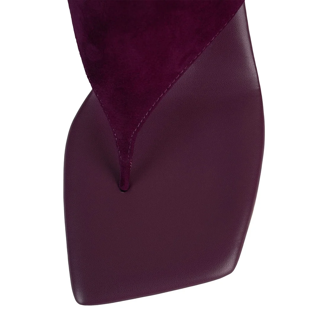 Burgundy Vegan Leather Buckle Fastening Strap Wedge Heel Sandals