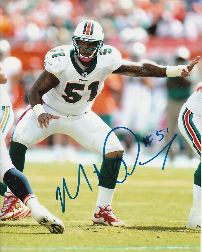 MIKE POUNCEY SIGNED MIAMI DOLPHINS FOOTBALL 8x10 Photo Poster painting #2 NFL EXACT PROOF!