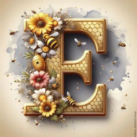 Diamond Painting - Full Round Drill - Bee Alphabet(Canvas|30*30cm)