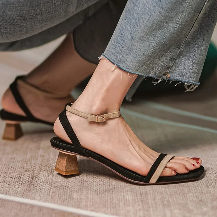 Vstacam  2022 New Fashion Women's Shoes Casual Buckle Strap Shoes Women's Sandals Thick Heel Ankle Strap Narrow Strap Summer Sandals