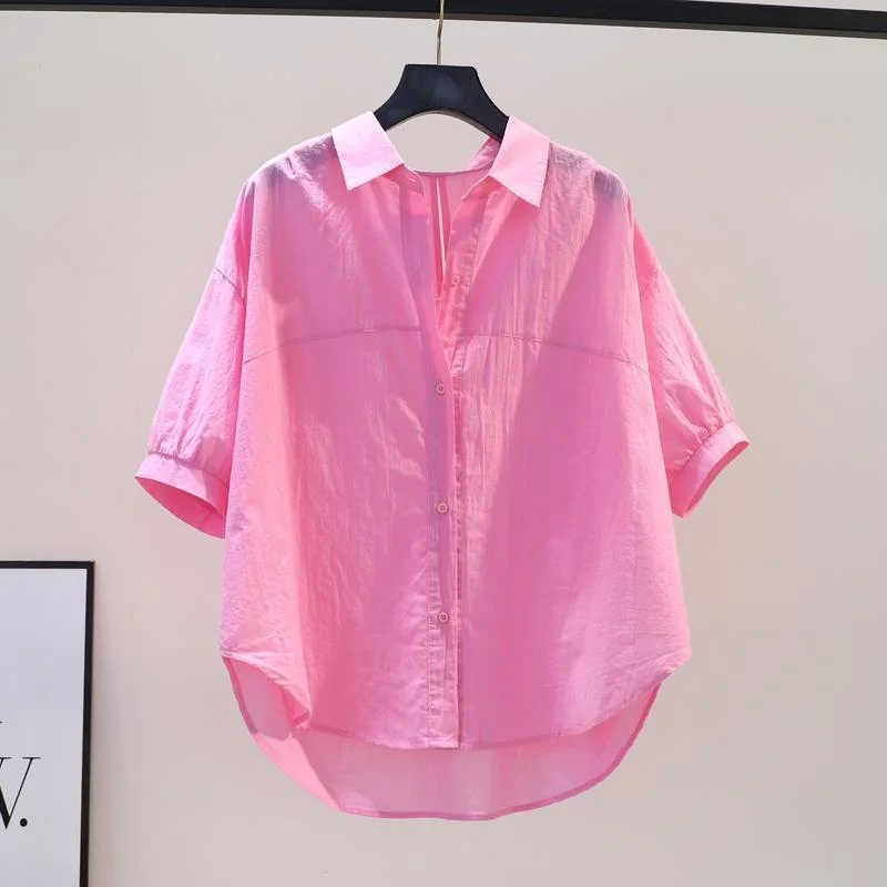 Athvotar Athvotar Shirt Women's Short Sleeves 2025 Summer New Korean Version Of The Collar Loose Thin Lazy Style Design Blouse Tide