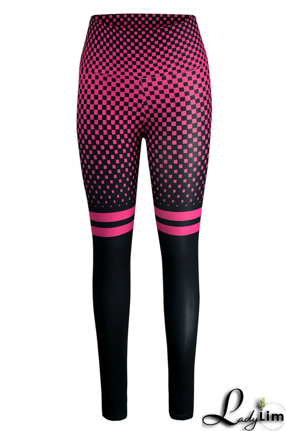 Rose Red Fashion Casual Sportswear Print Skinny High Waist Pencil Full Print Bottoms