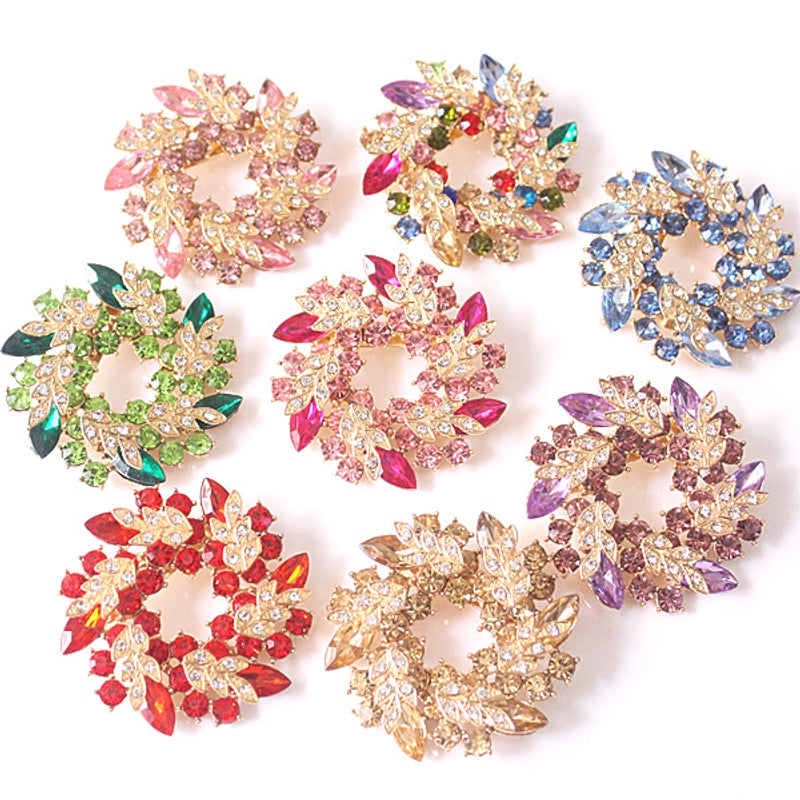 Spot Fashion High-end Gifts Korean Style Corsage Jewelry Shiny Rhinestone Crystal Bauhinia Flower Women Ring Brooch
