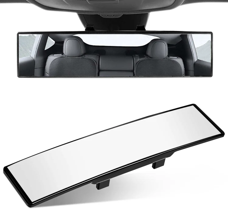 OBTANIM Car Rearview Mirror 12 Inch HD Glass Anti Glare Clip On Panoramic Wide Angle Interior Rear View Mirror Accessories for Car SUV Trucks (White)