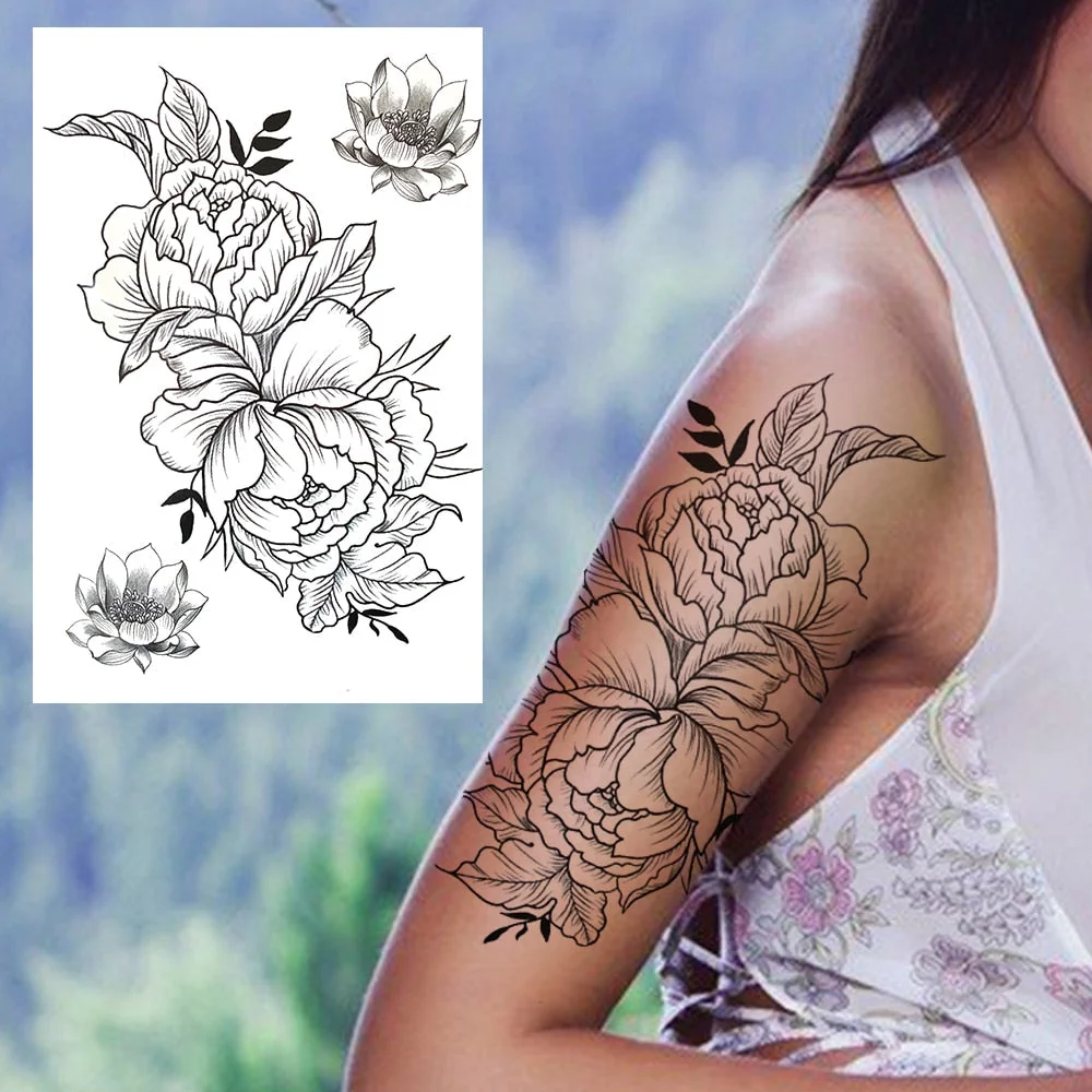 Bird Flower Temporary Tattoos For Women Adults Fake Feather Fox Wolf Tattoo Sticker Geometric Hummingbirds DIY Tatoos Realistic