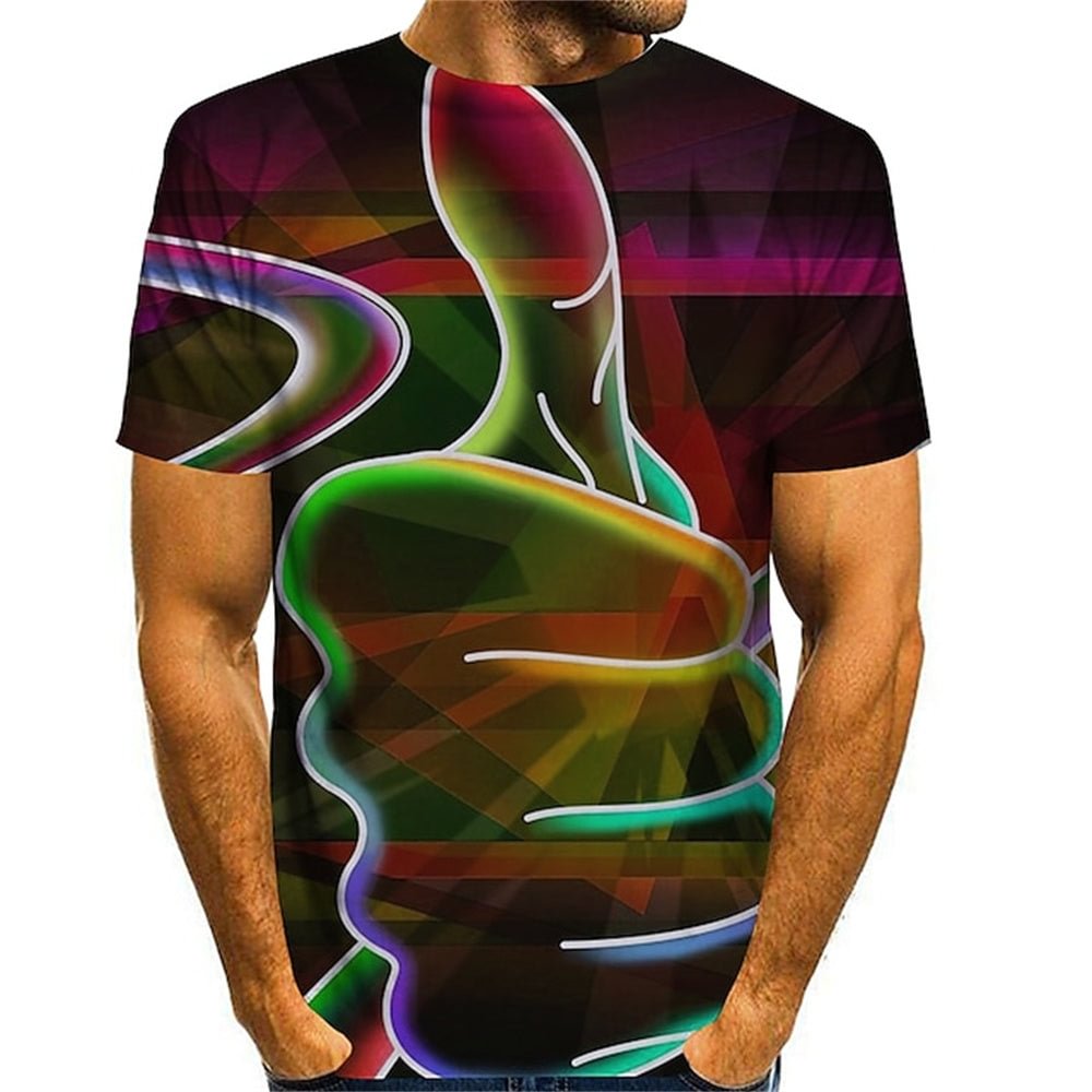 3D Graphic Short Sleeve Shirts Rainbow / Summer