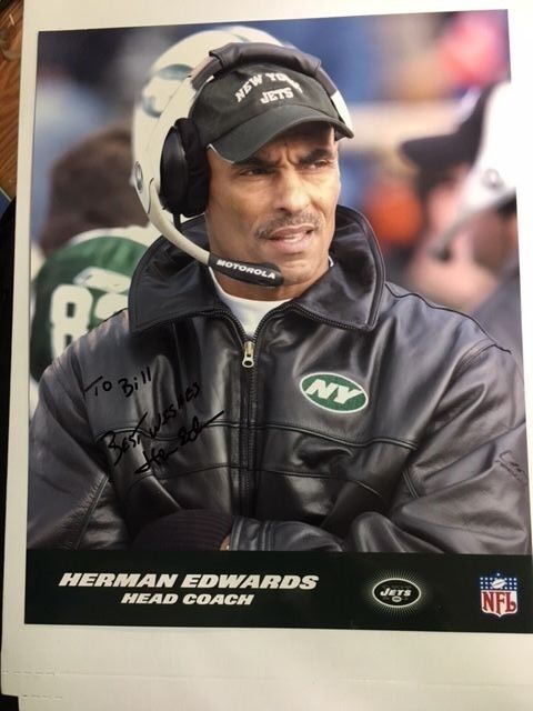 Herman Edwards NY Jets Signed 8x10 Photo Poster painting with COA