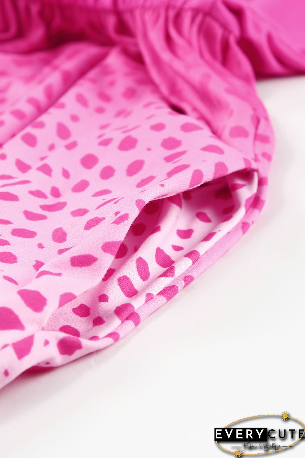 Rose Dotted Contrast Casual Pocket T Shirt Dress